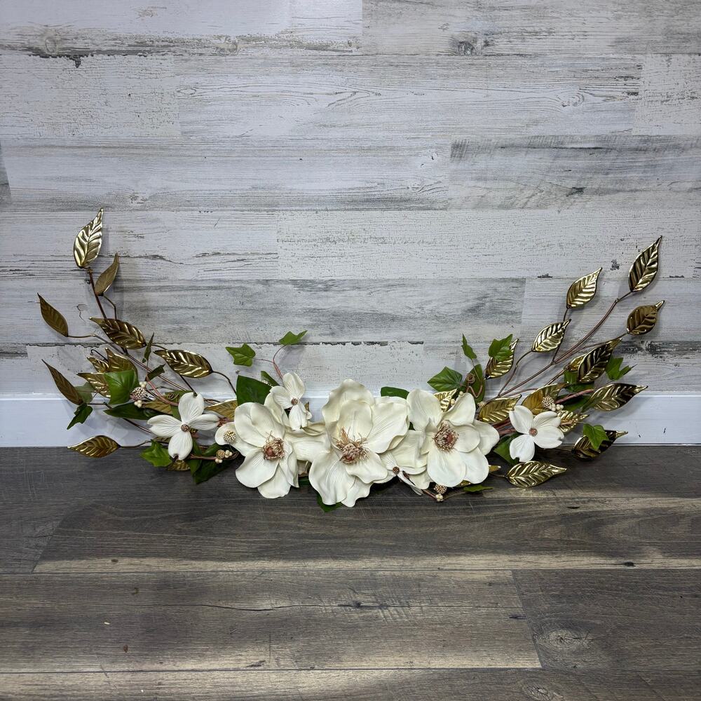 Vintage Gold Metal Magnolia Wall Decor